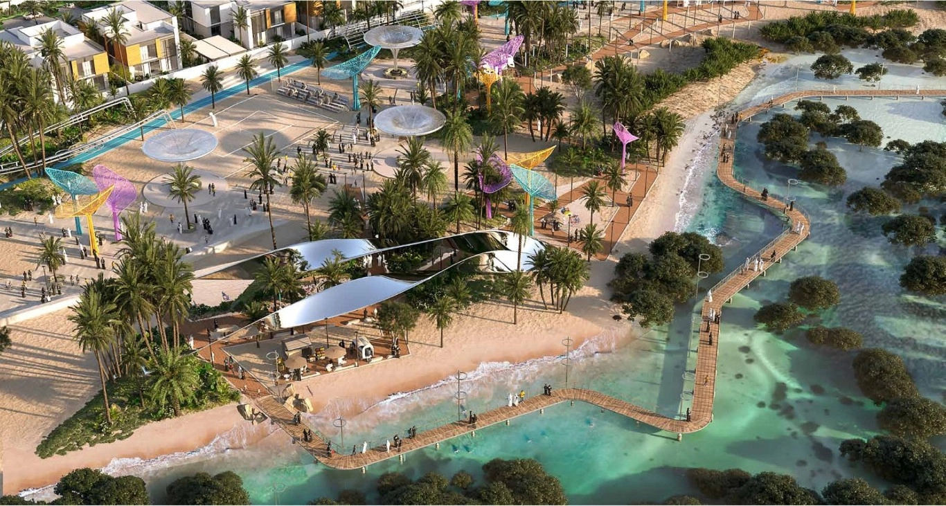 Luxury villas surrounded by mangroves at Saadiyat Lagoons in Abu Dhabi